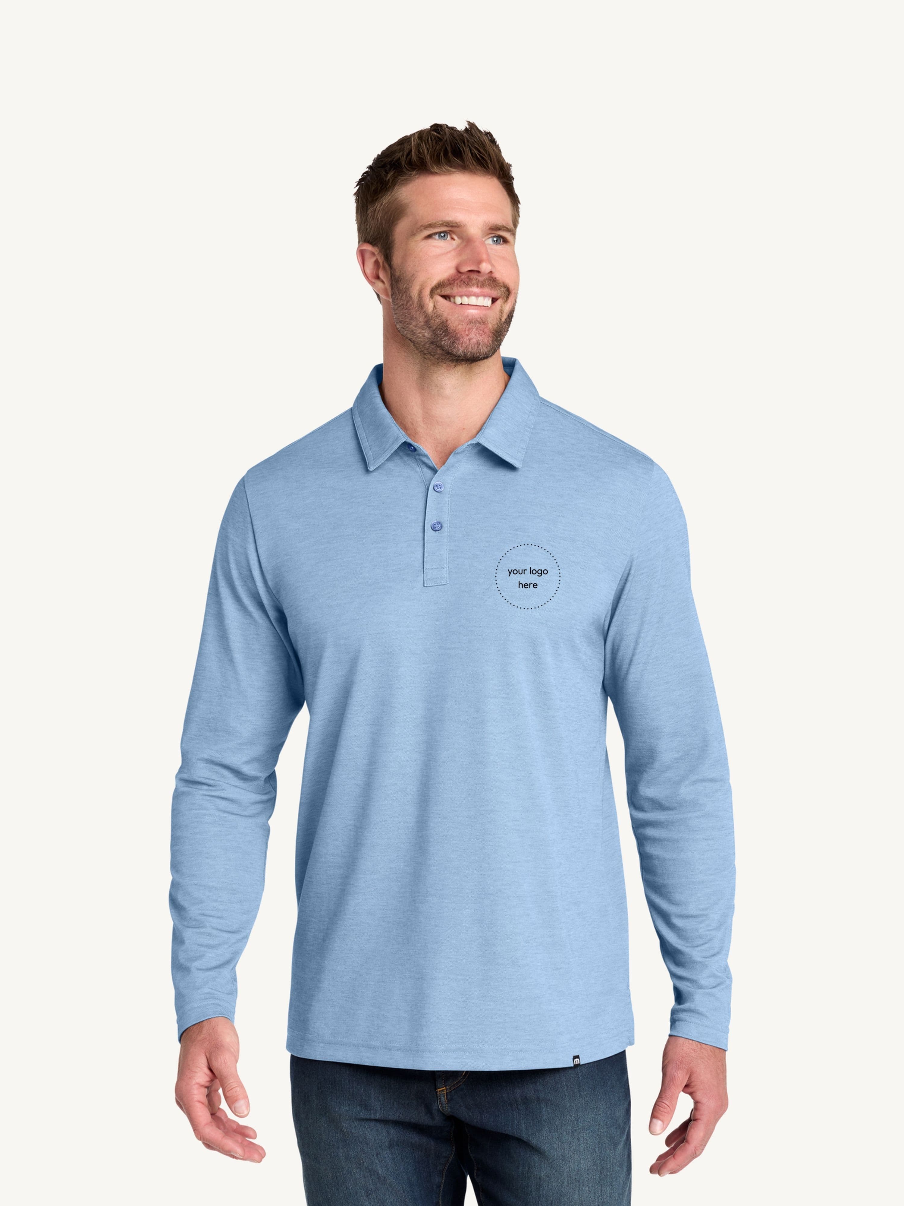 TravisMathew Oceanside Heather Long Sleeve Polo