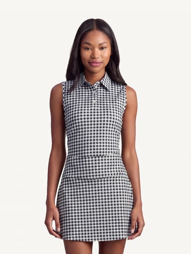 Rhone Women's Course To Court Sleeveless Polo Gingham