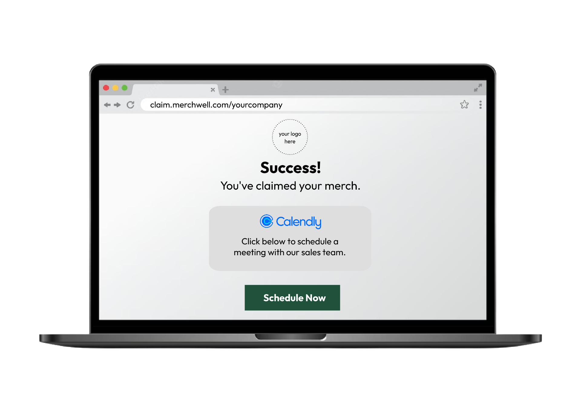 Claim page success screen with Calendly integration