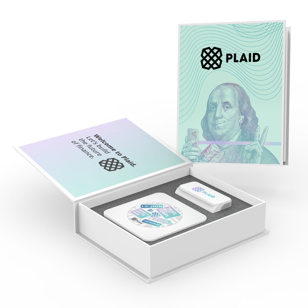 Plaid welcome kit with printed inner lid
